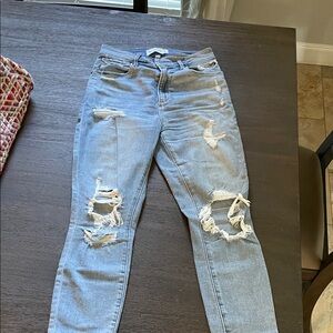Abercrombie & Fitch Light Blue Distressed Skinny Jeans